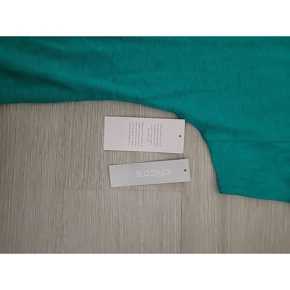 Chico's 100% Linen 1 S Easy Care Tee Light Aqua Blue Beach Summer Beach Coastal - Picture 3 of 7